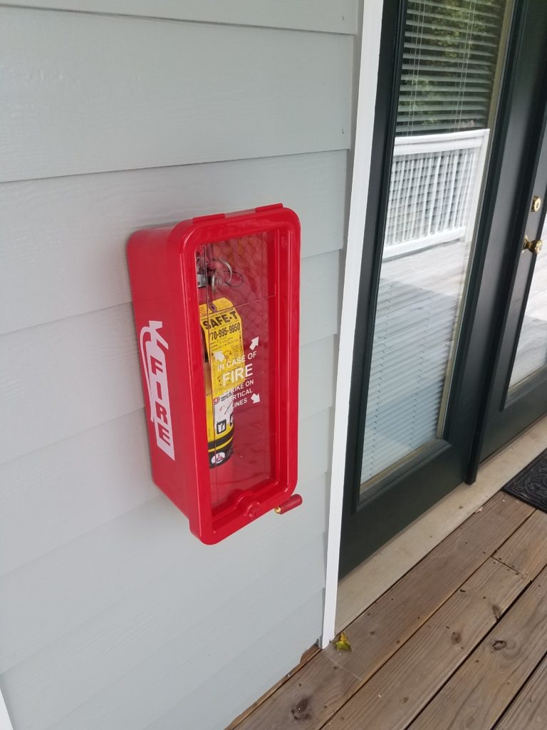 Safe-T Fire Extinguisher outside of a business - fire extinguisher cabinets