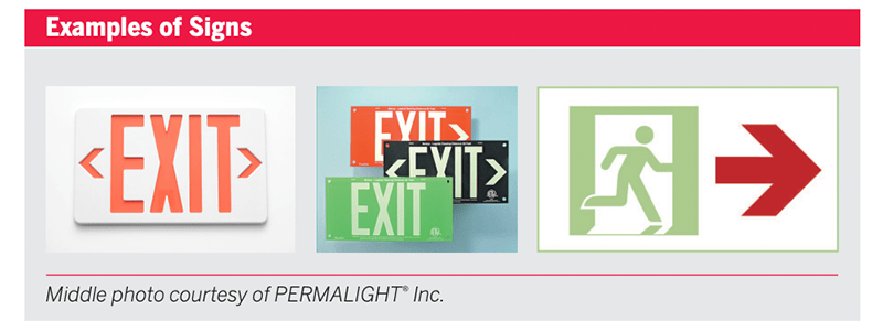 Examples of Exit signs