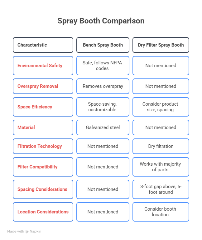 spray booth suppression system comparison graphic